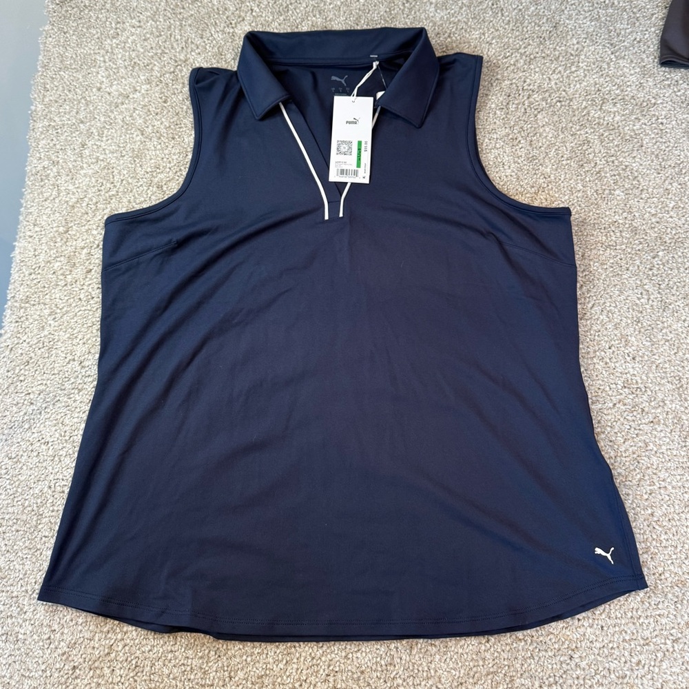 Women’s Puma  Navy Polo sleeveless Shirt- NWT - Large